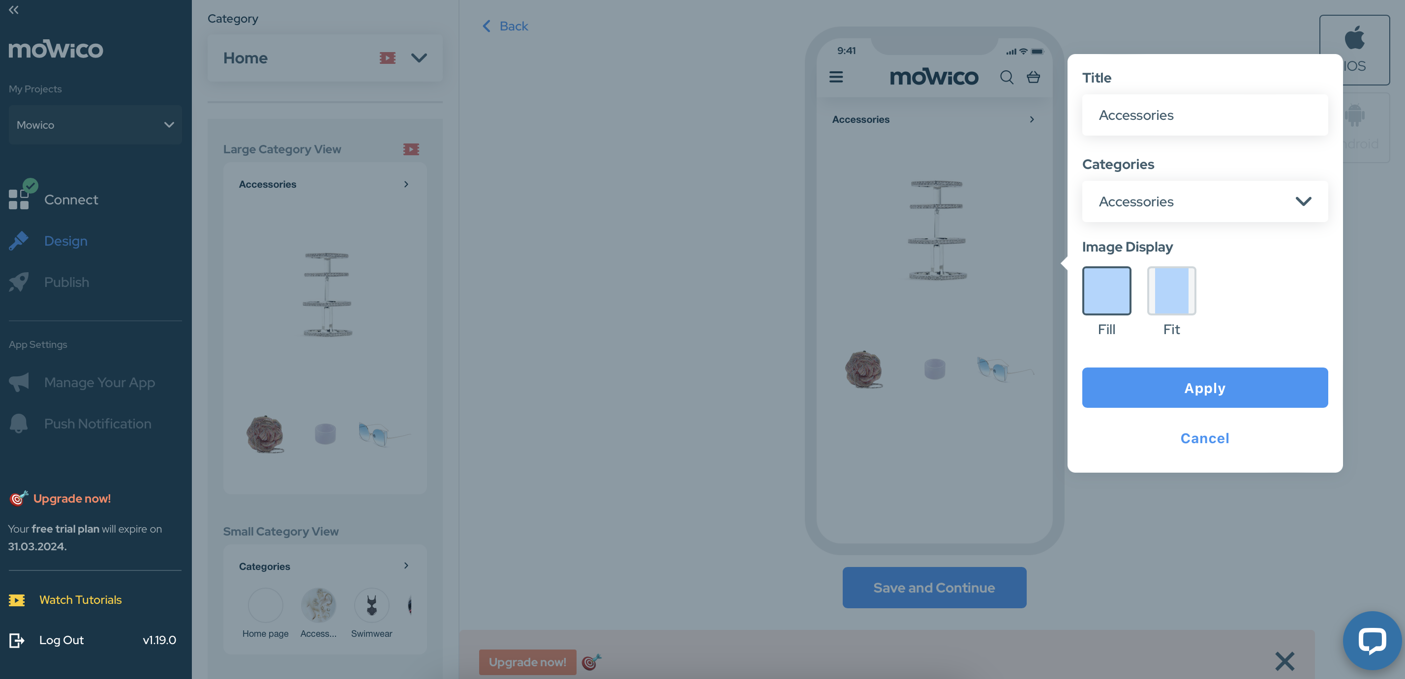 How to add and edit category views in Mowico